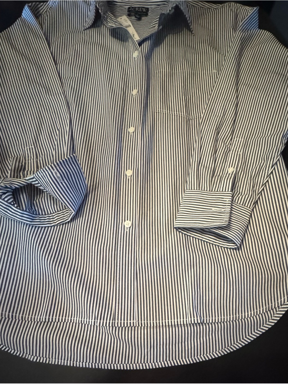 J.Crew women’s black and white pinstripe oversize shirt. NWT